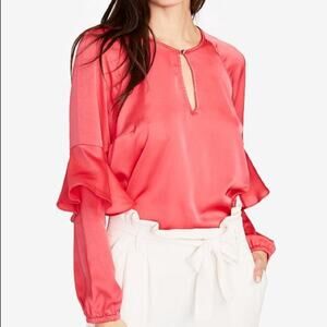 RACHEL Rachel Roy Women's Ruffled Keyhole Blouse Size M